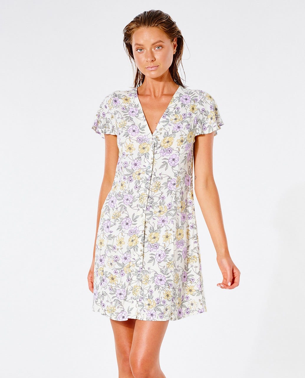 Rip Curl Sunset Haze Button Dress Cream