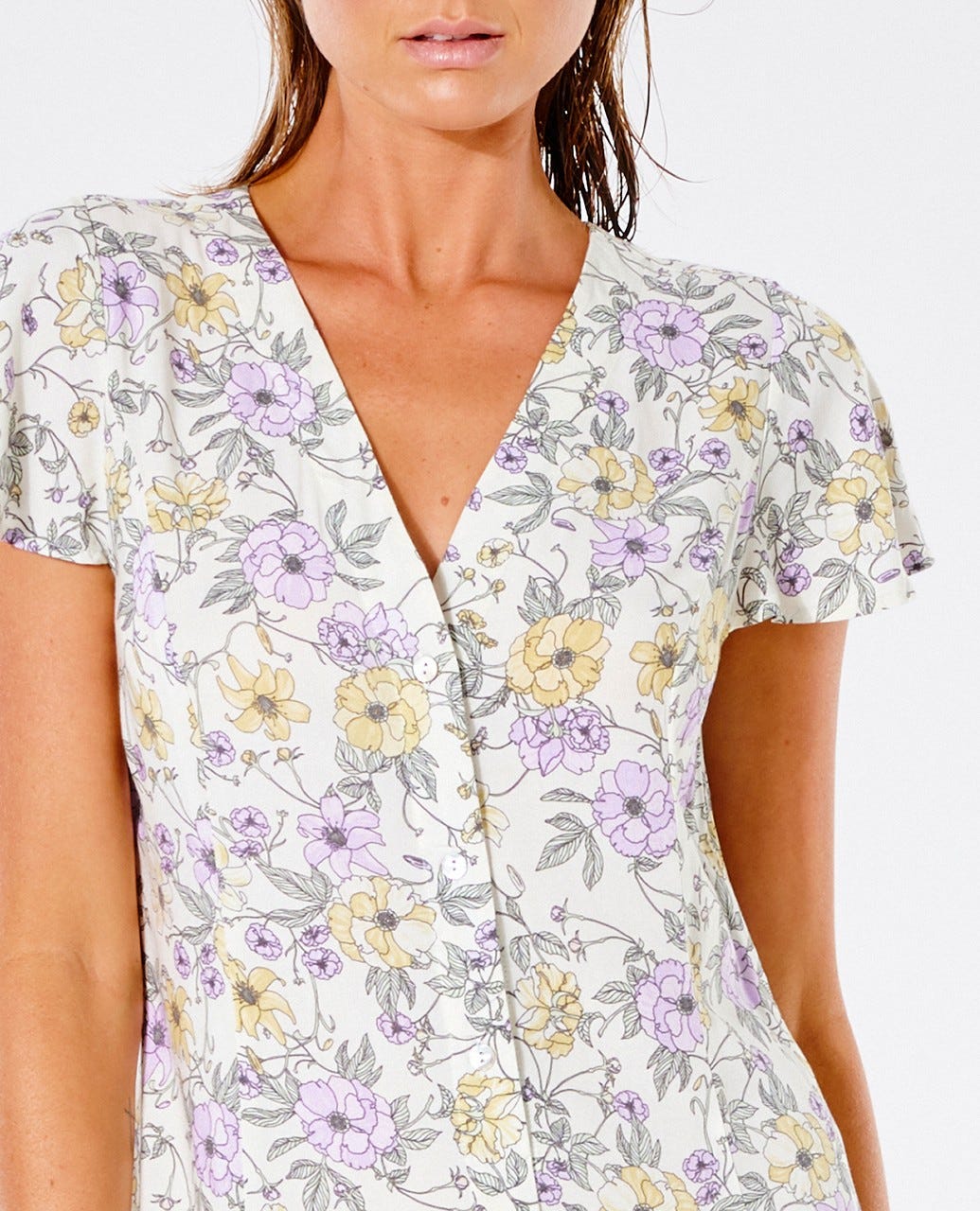 Rip Curl Sunset Haze Button Dress Cream