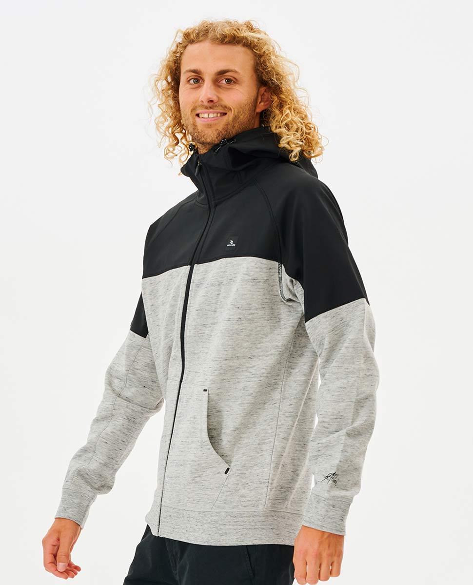 Rip Curl Viral Anti-Series Zip Through Hooded Fleece GREY MARLE