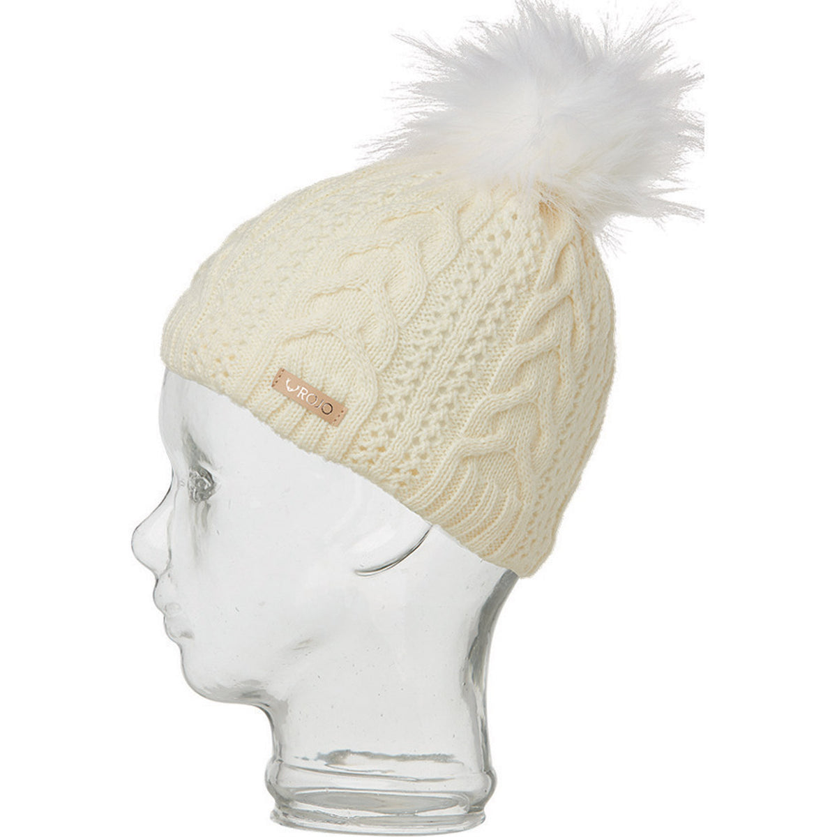 Rojo Merino Deluxe Knit Pom Pom Beanie Whisper White