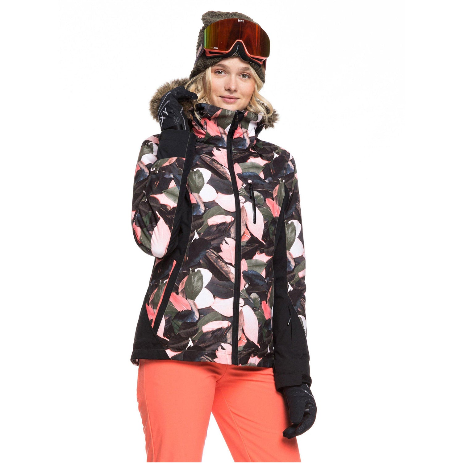 Roxy Jet Ski Premium Snow Jacket 2020 Living Coral Plumes 3