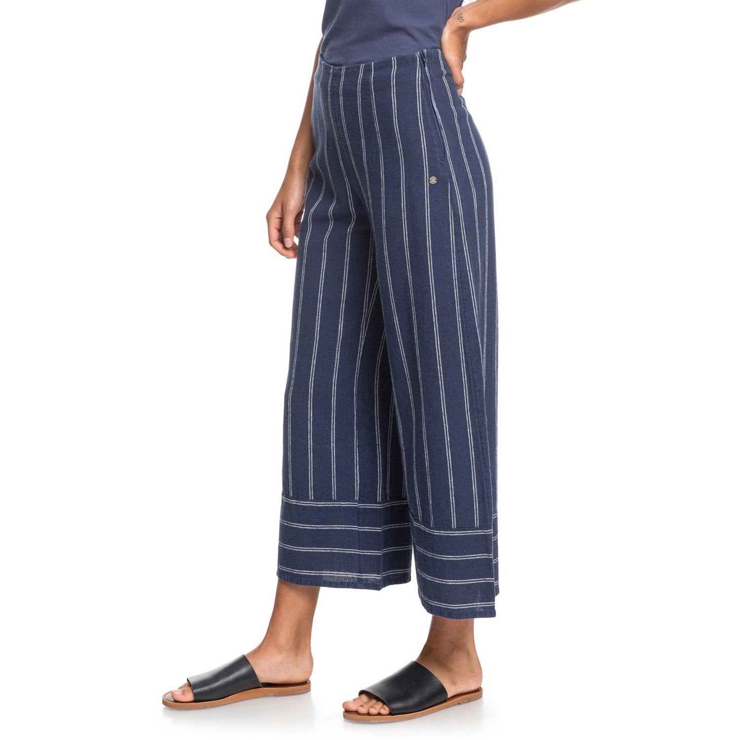 Roxy Tell Me Ok High Waist Linen Pants Mood Indigo