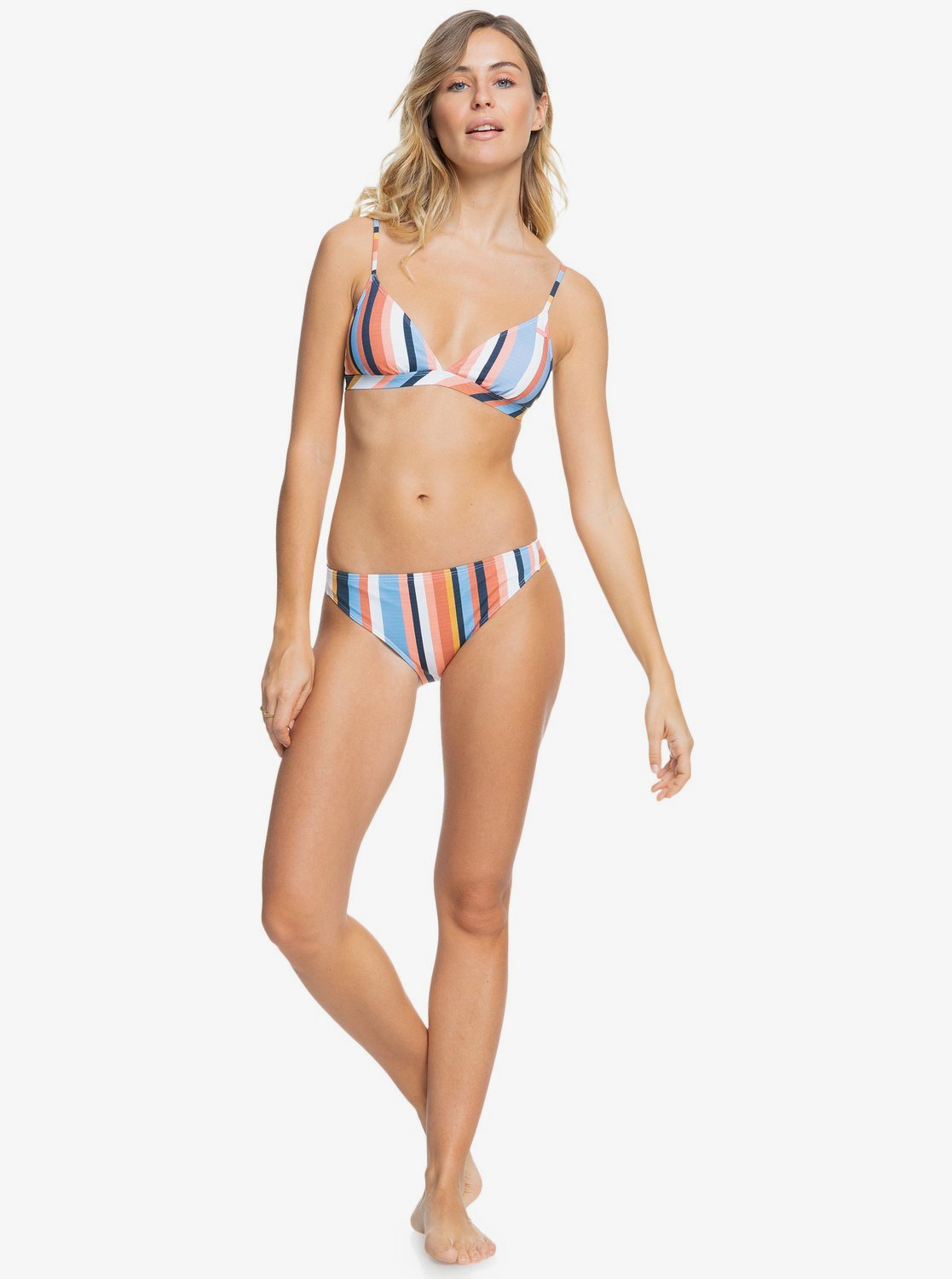 Roxy Womens Beach Classics Separate Fixed Tri Bikini Top Mood indigo color current s