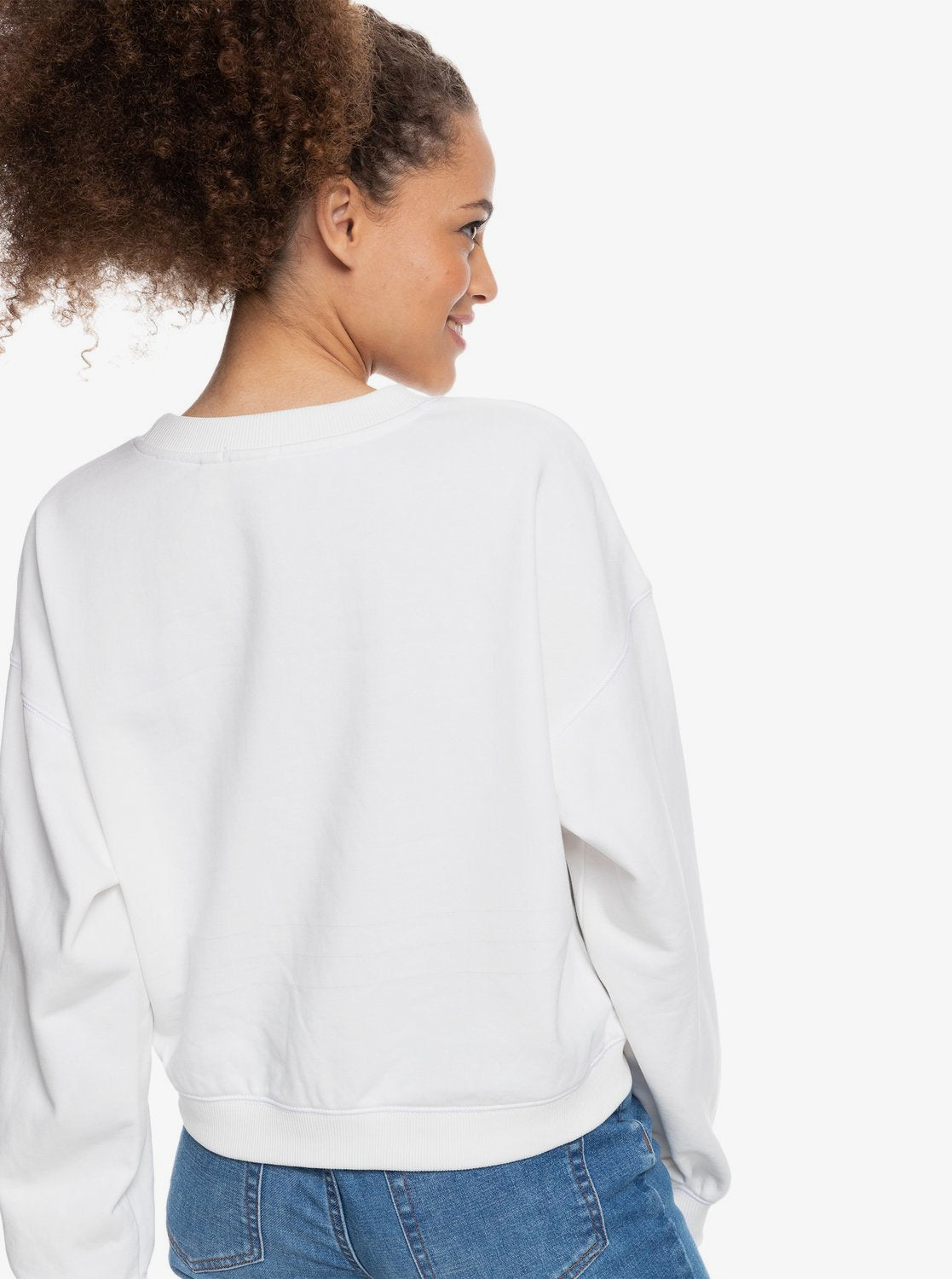 Roxy Womens Break Away Organic Fleece Jumper Snow white