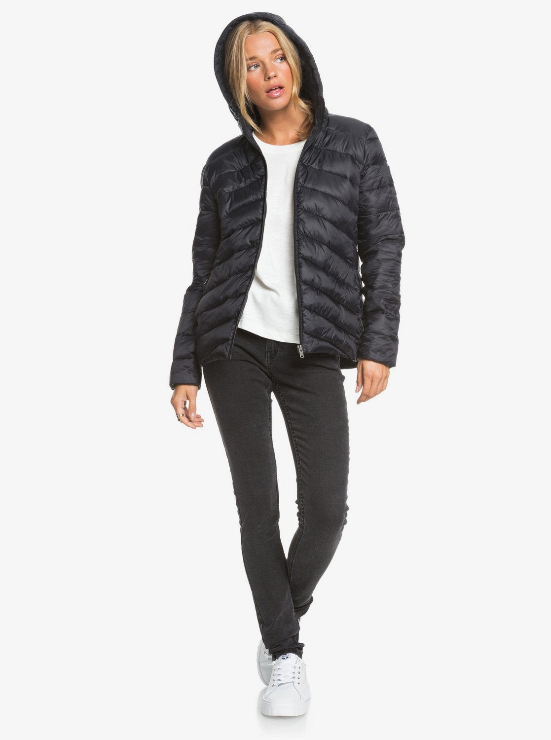 Roxy Womens Coast Road Lightweight Packable Puffer Jacket Anthracite