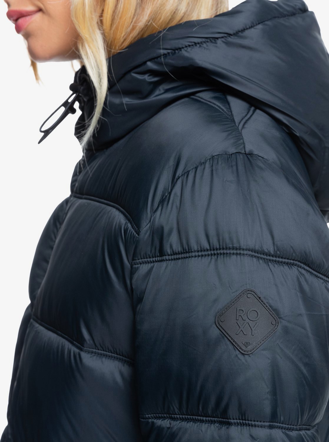 Roxy Womens Crest Of The Wave Longline Hooded Puffer Jacket Anthracite