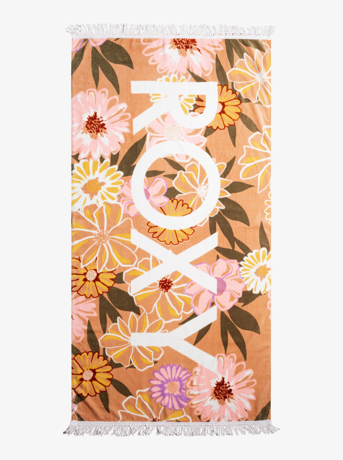 Roxy Womens New Fringes Beach Towel TOASTED NUT BLOOM BOOGIE S