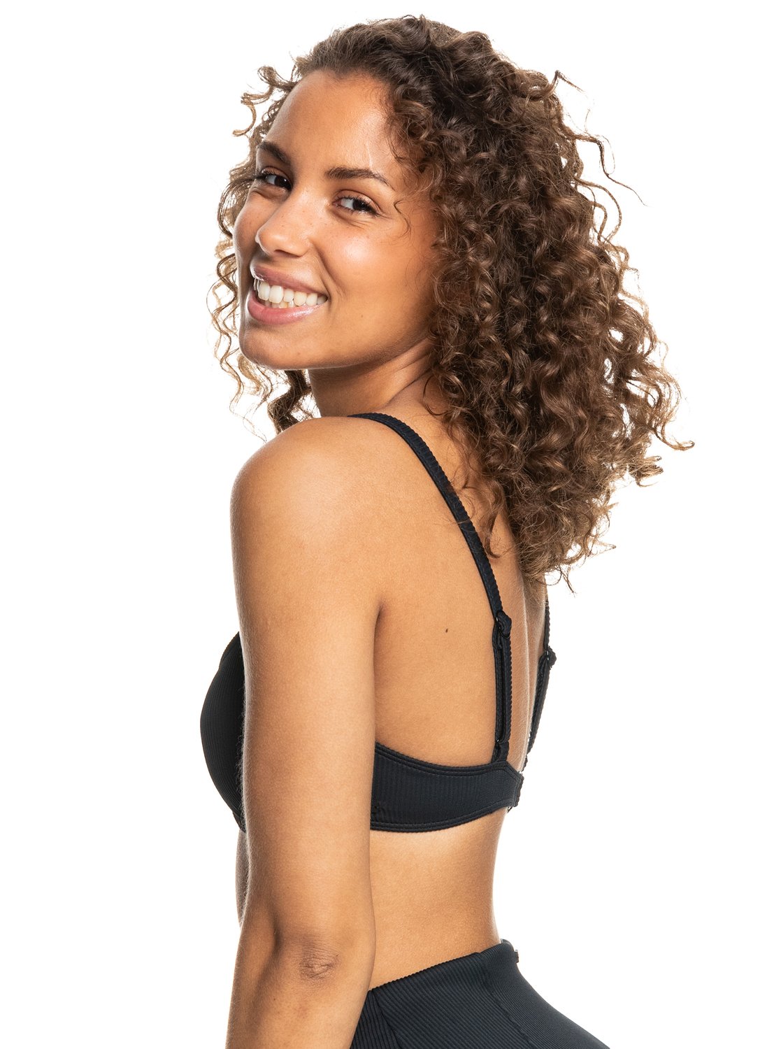 Roxy Womens Roxy Love The Muse Underwried Bra Bikini Top ANTHRACITE