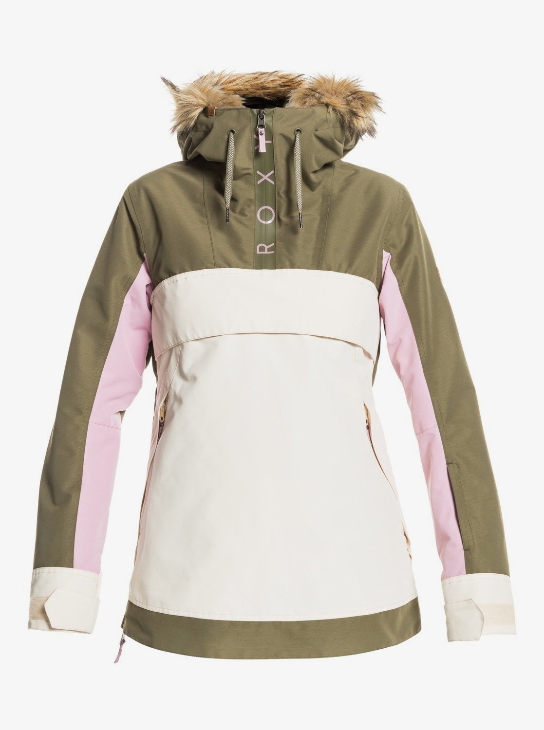 Roxy Womens Shelter Half-Zip Snow Jacket Burnt olive