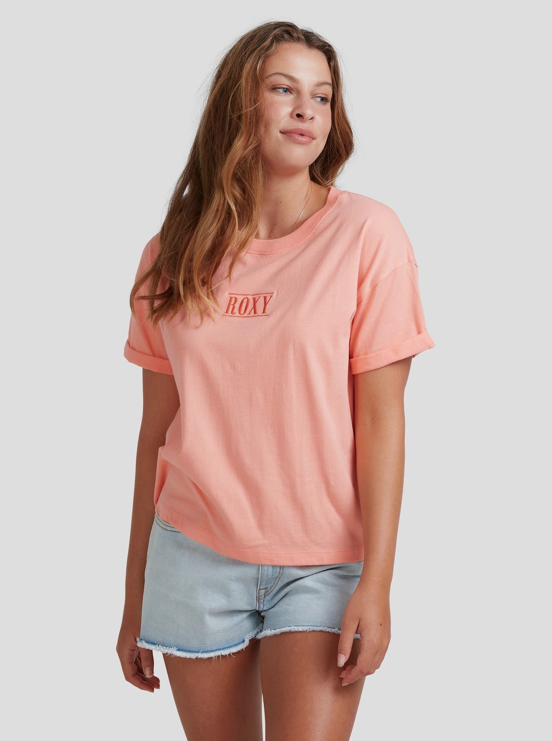 Roxy Womens Surfing In Sunshine T-Shirt Peach Amber