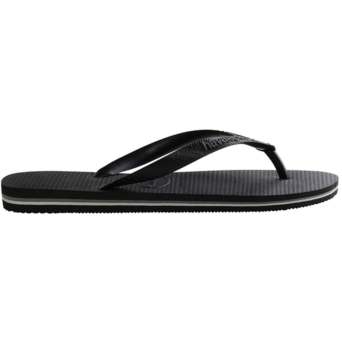 Rubber Logo Thongs Black Steel Grey