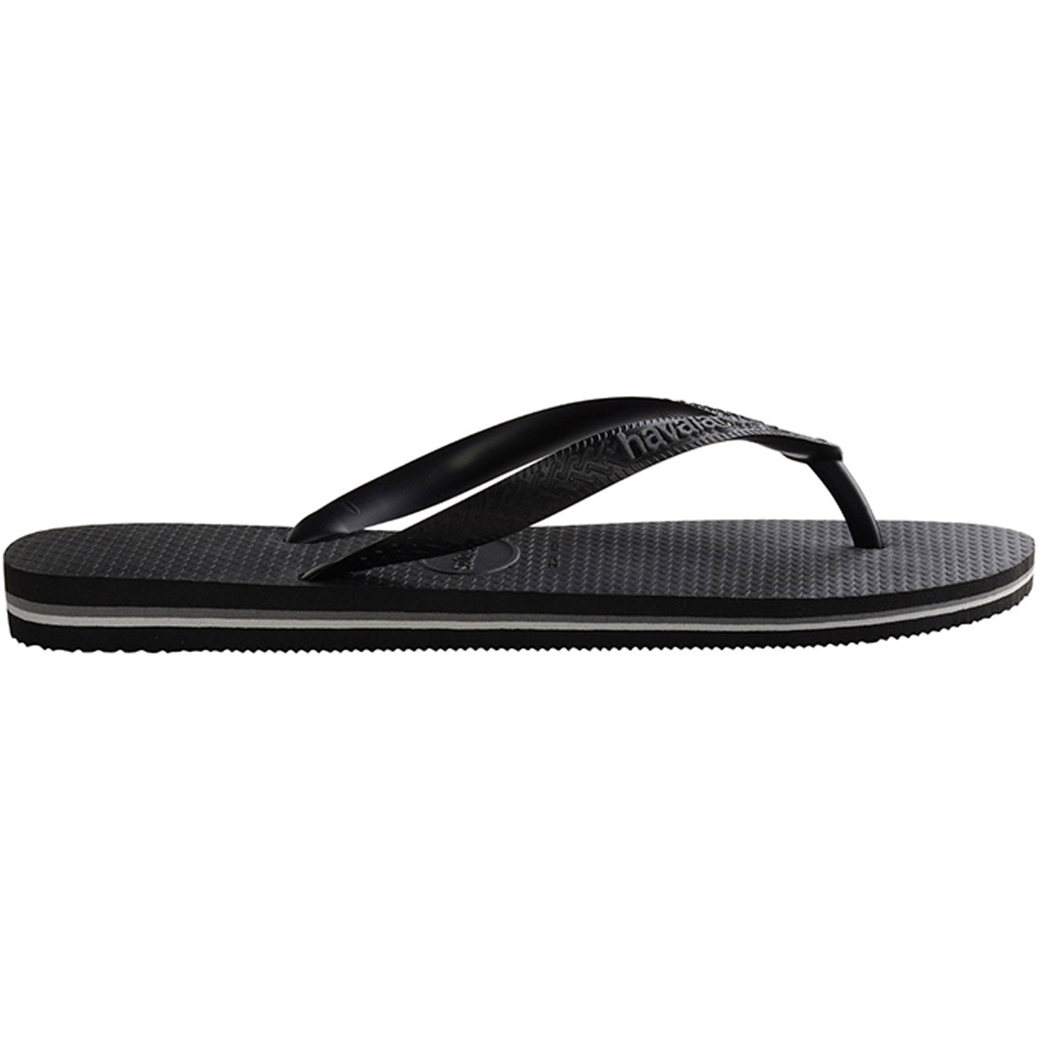 Rubber Logo Thongs Black Steel Grey