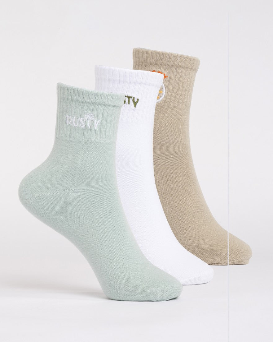 Rusty Fancy Day Crew 3-sock Pack MULTI