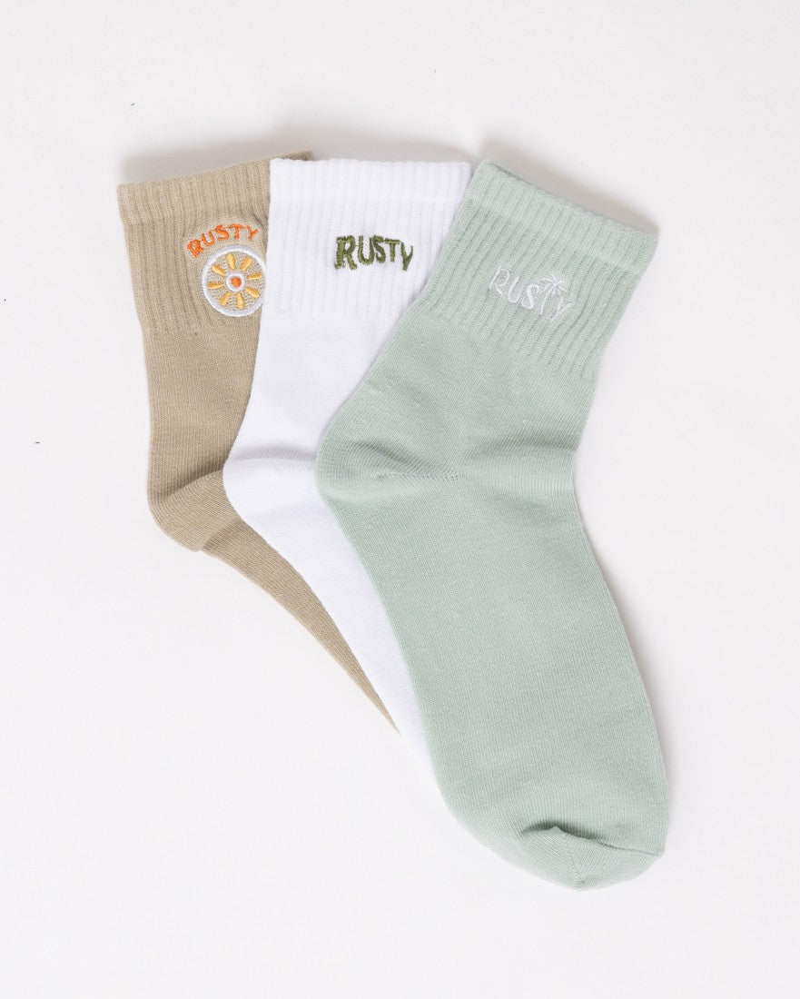 Rusty Fancy Day Crew 3-sock Pack MULTI