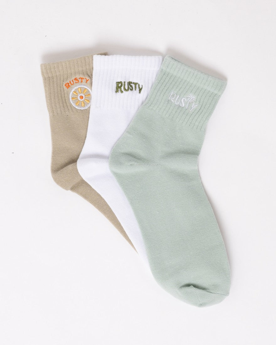 Rusty Fancy Day Crew 3-sock Pack MULTI