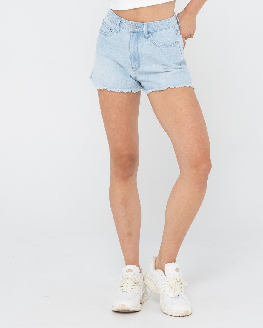 Rusty Penny Kick Flare Denim Short ASPEN BLUE