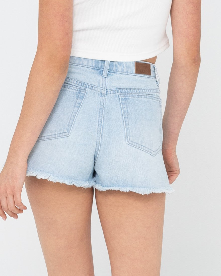 Rusty Penny Kick Flare Denim Short ASPEN BLUE