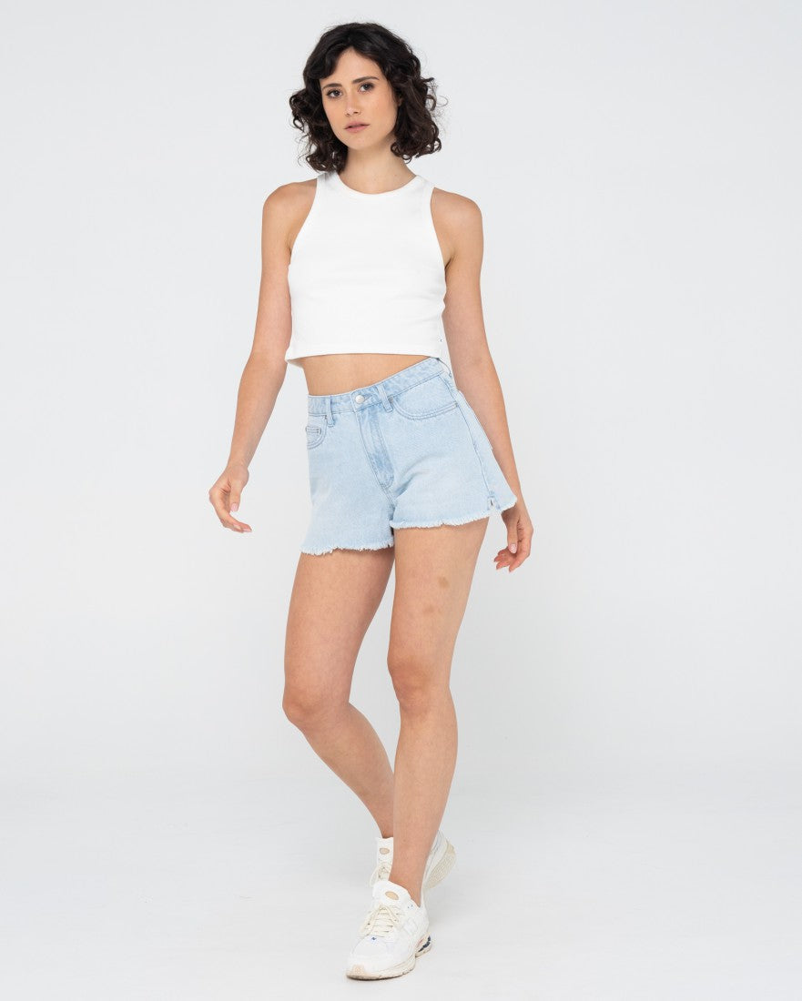 Rusty Penny Kick Flare Denim Short ASPEN BLUE