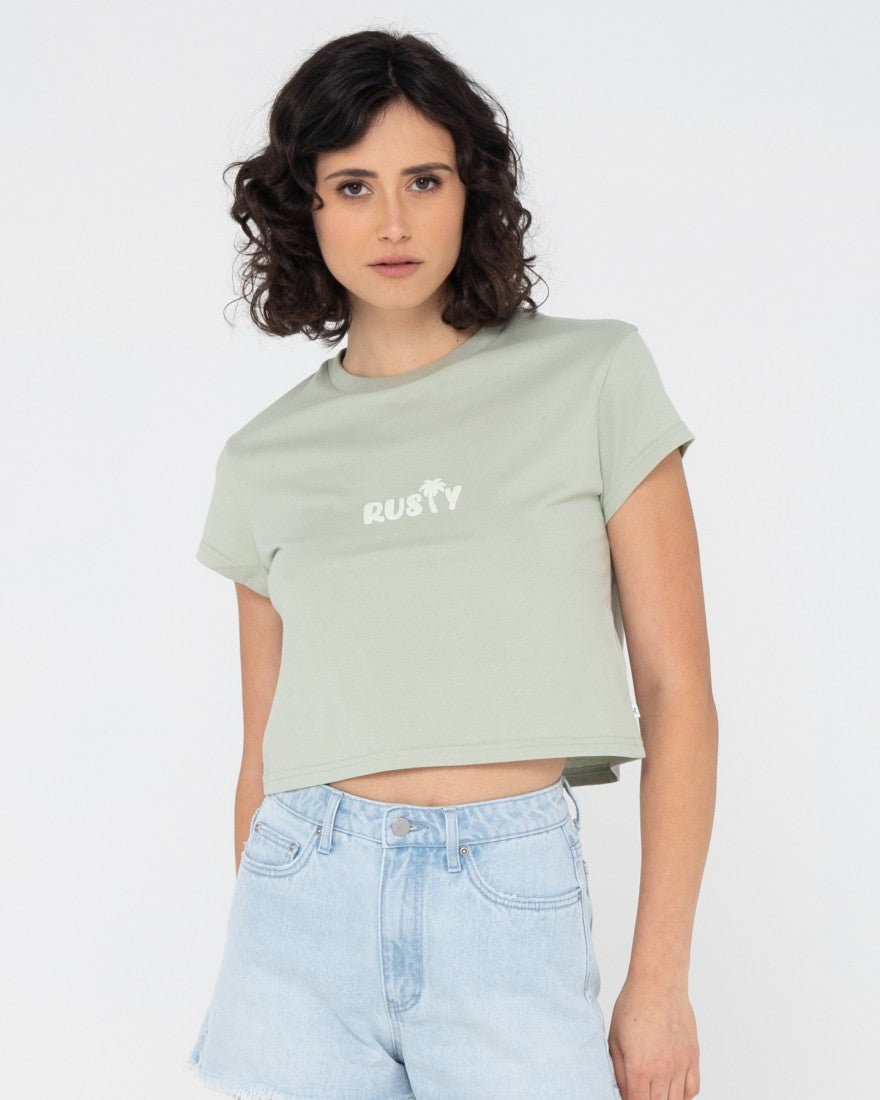 Rusty Rusty Palm Classic Slim Fit Crop Tee PASTEL JADE