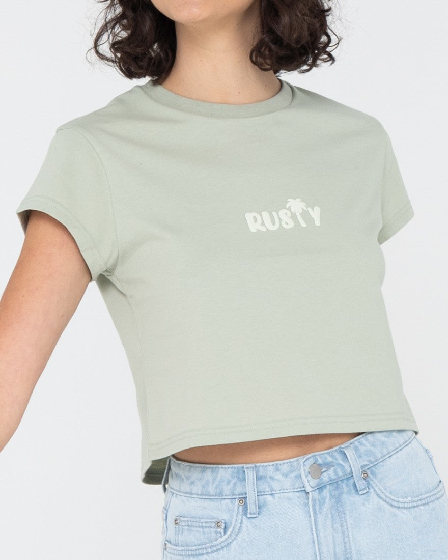 Rusty Rusty Palm Classic Slim Fit Crop Tee PASTEL JADE