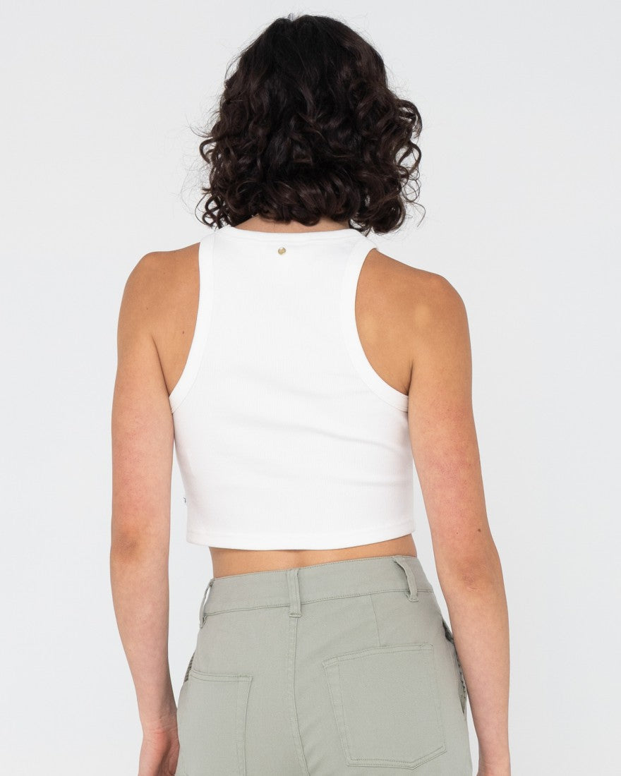 Rusty Rusty Palm Racer Tank WHITE