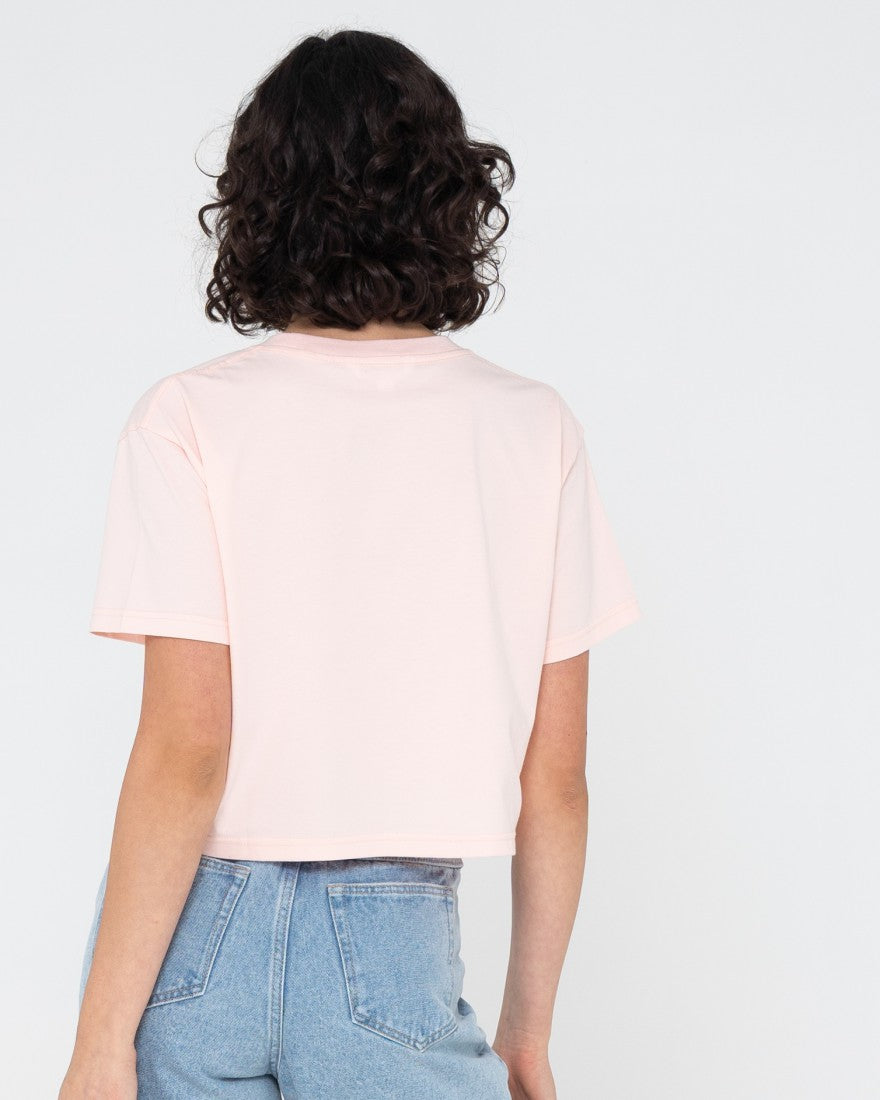 Rusty Rusty Script Relaxed Fit Crop Tee PASTEL PINK