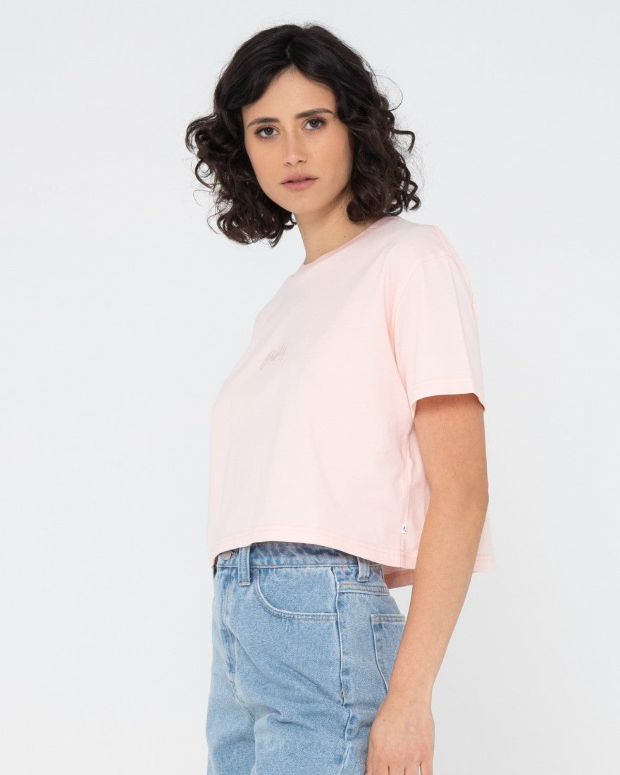 Rusty Rusty Script Relaxed Fit Crop Tee PASTEL PINK