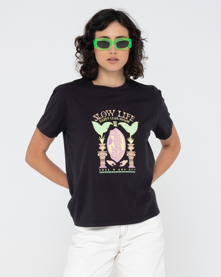 Rusty Slow Life Relaxed Fit Tee BLACK