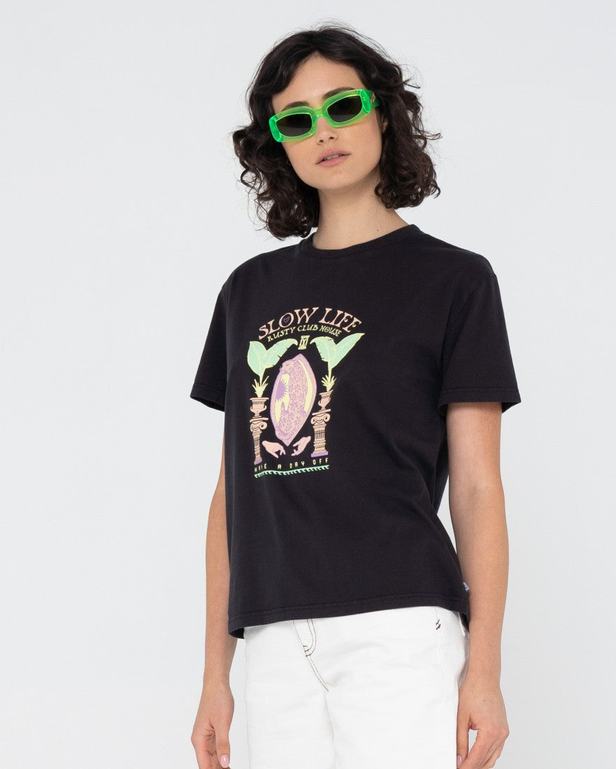 Rusty Slow Life Relaxed Fit Tee BLACK