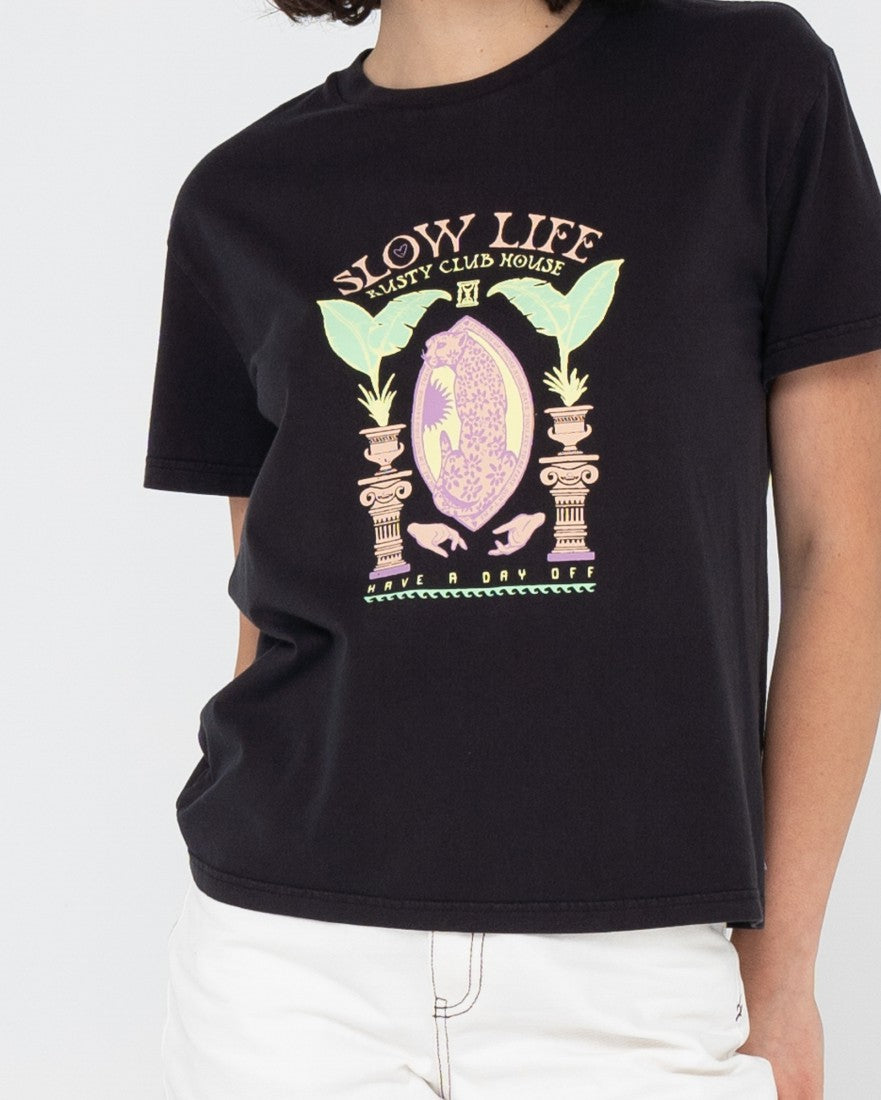 Rusty Slow Life Relaxed Fit Tee BLACK