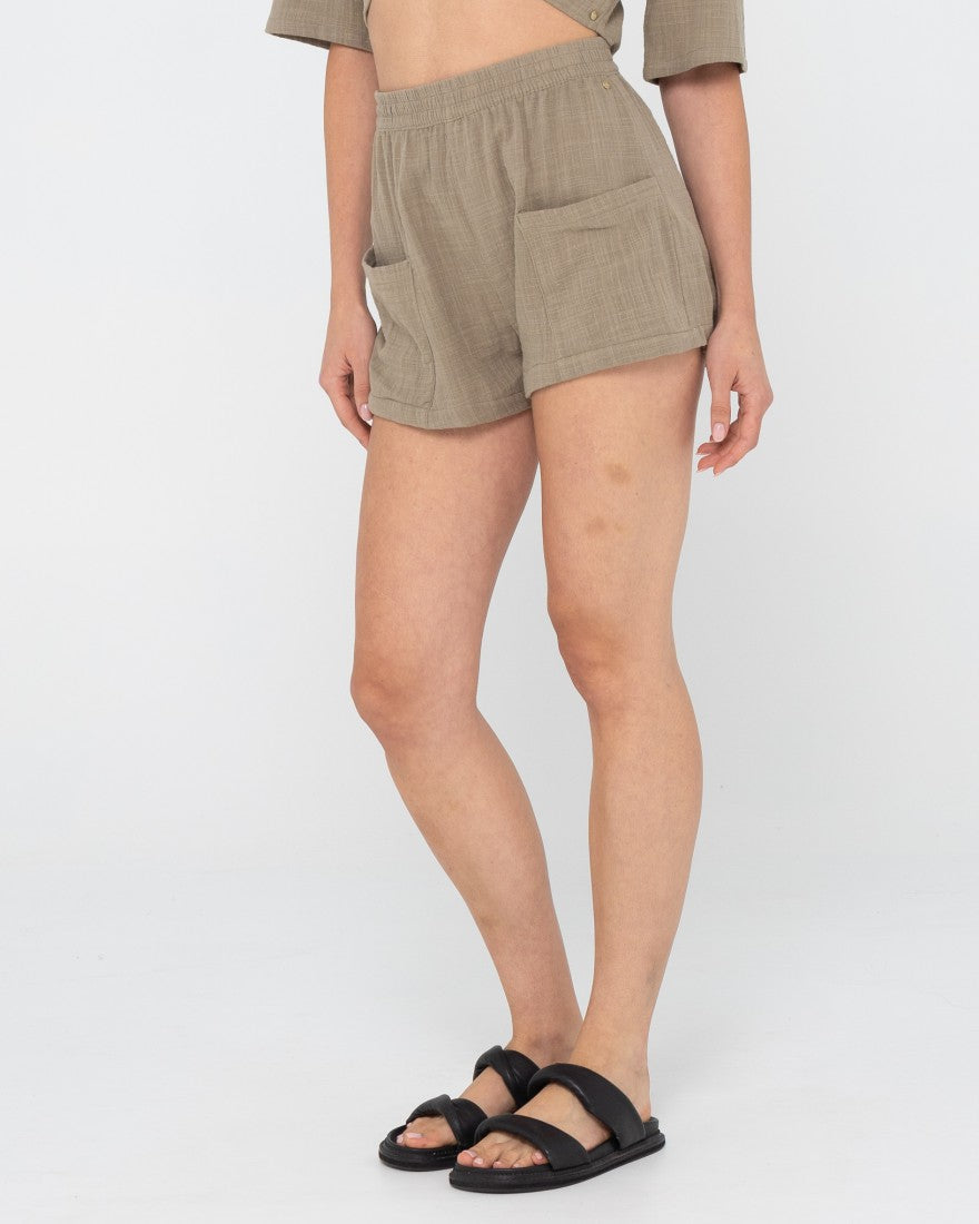 Rusty Somewhere Elastic Waist Short OLIVE