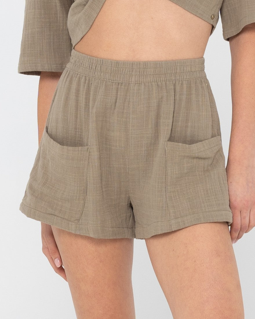 Rusty Somewhere Elastic Waist Short OLIVE