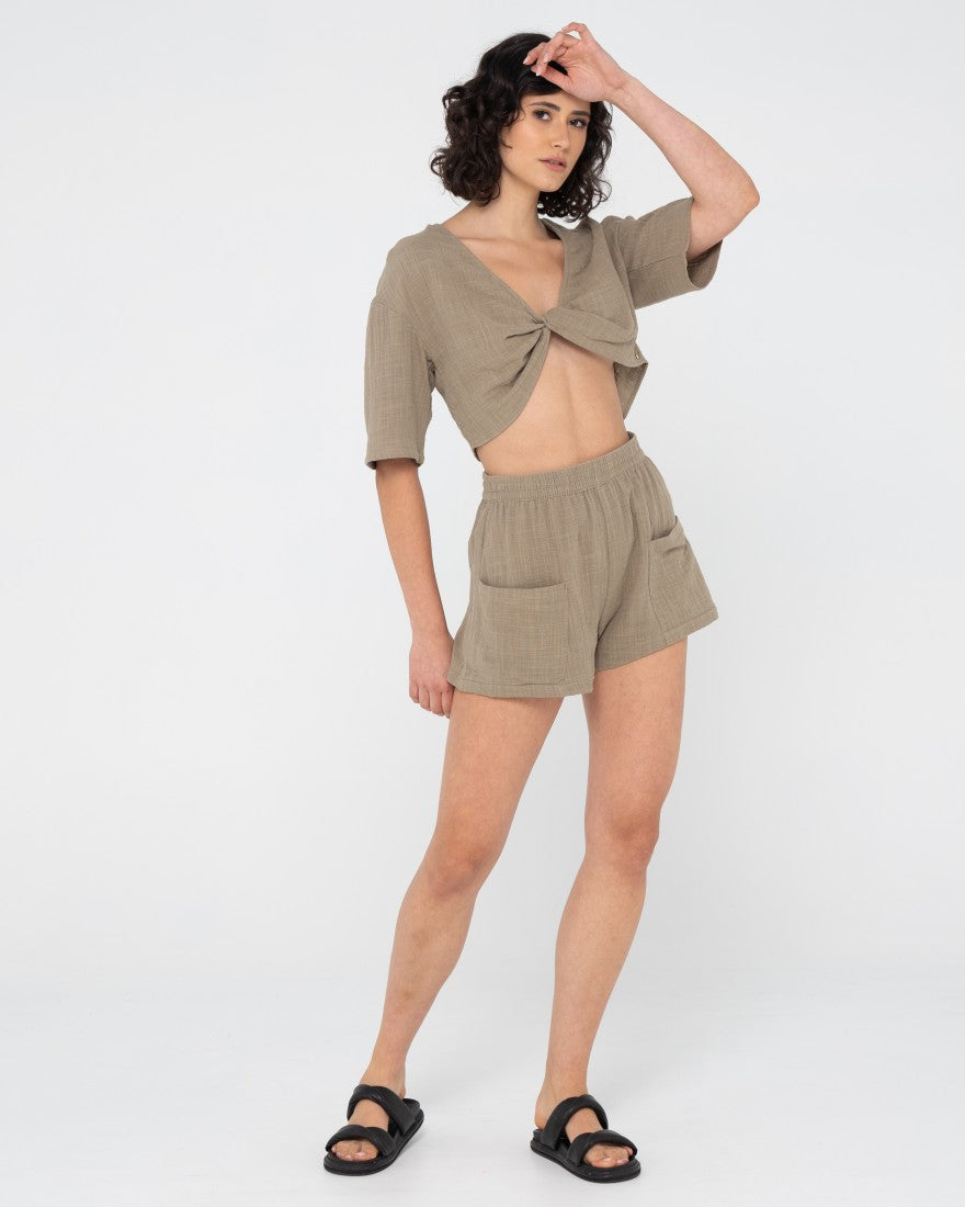Rusty Somewhere Elastic Waist Short OLIVE