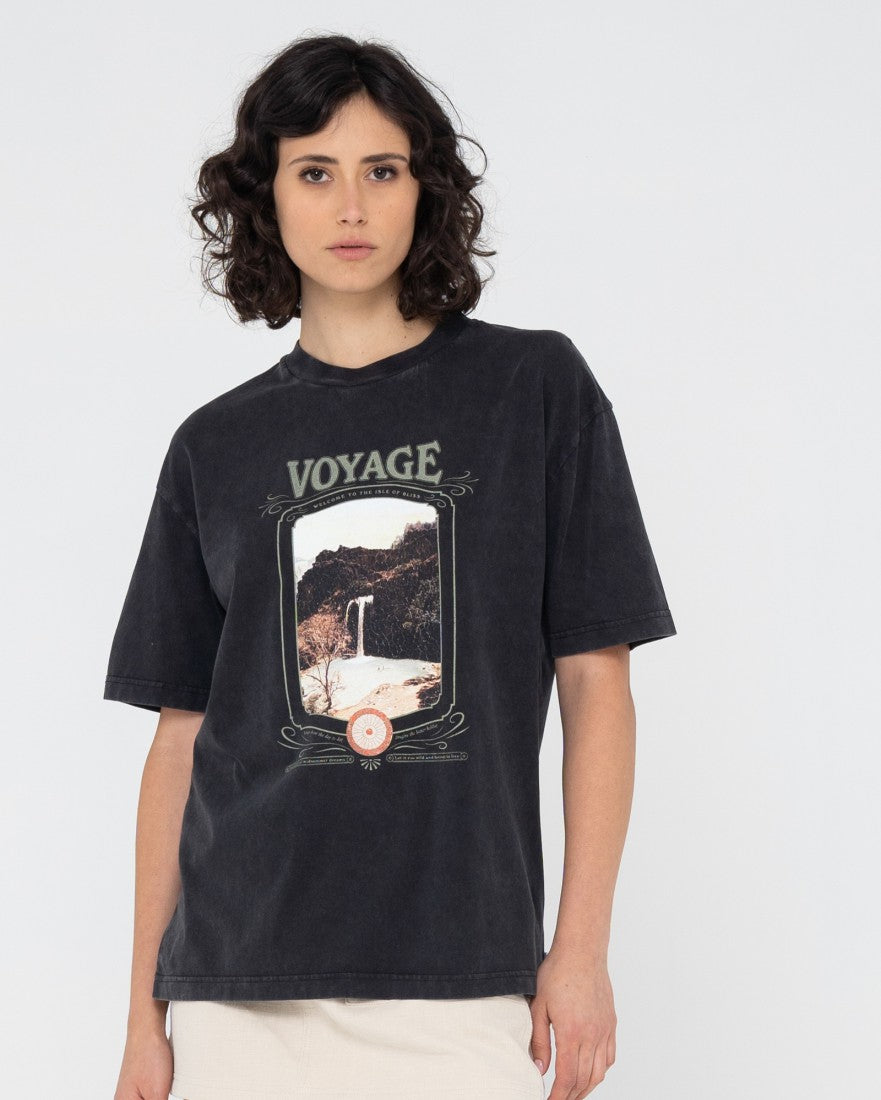 Rusty Voyage Boyfriend Fit Tee WASHED BLACK