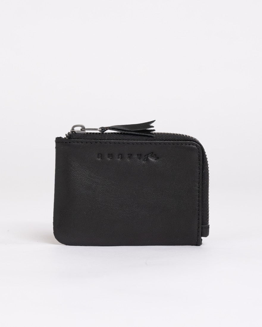 Rusty Warped Leather Card Holder BLACK