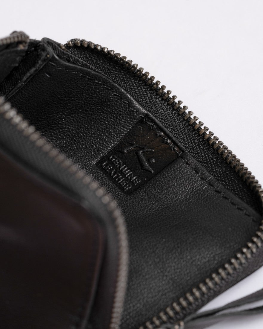 Rusty Warped Leather Card Holder BLACK