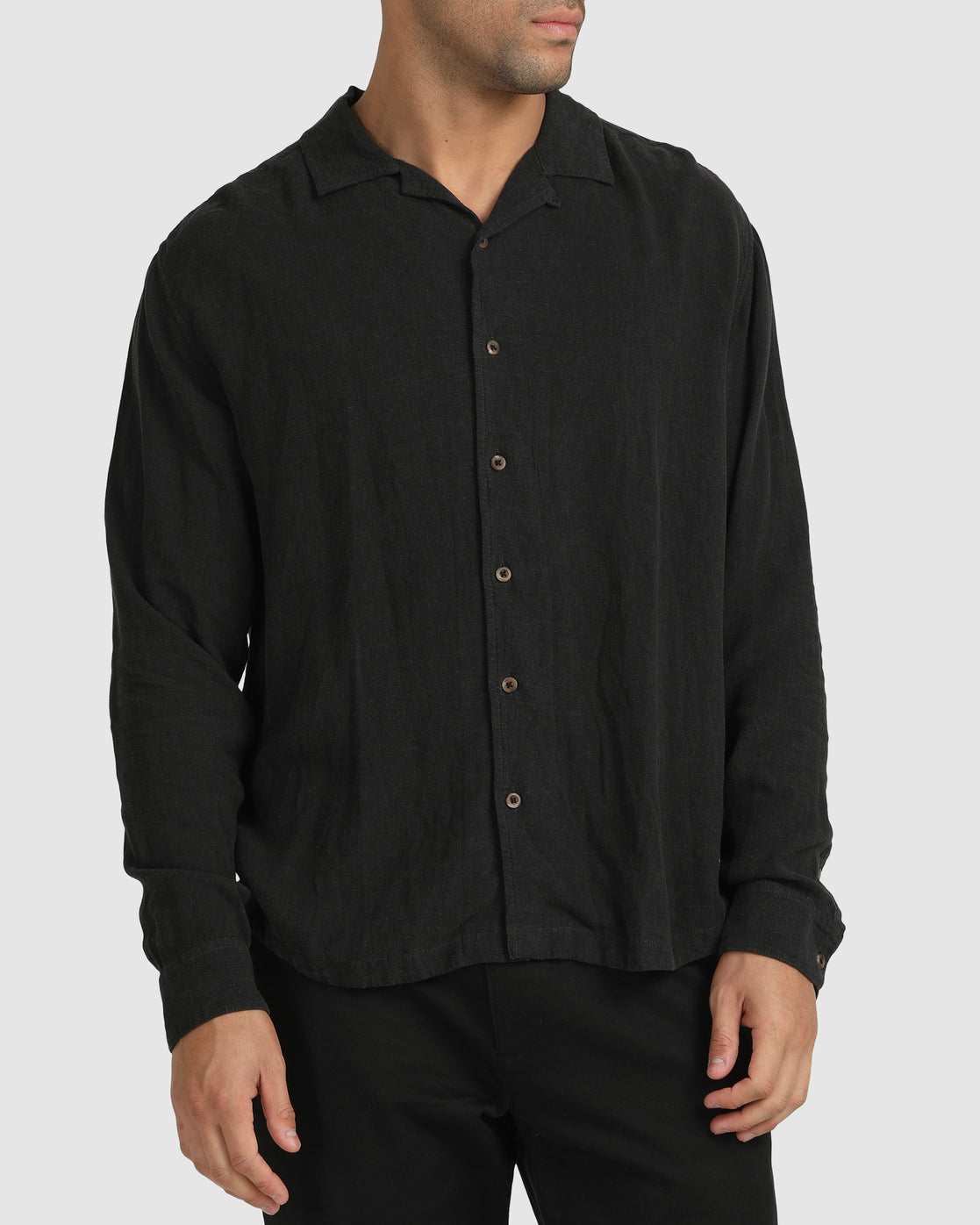 RVCA Beat Long Sleeve Button-Down Shirt Black