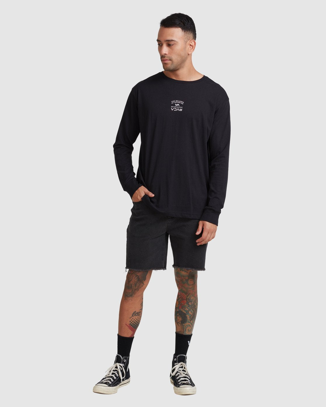 RVCA BEND IT LIKE RVCA LONG SLEEVE TEE Black
