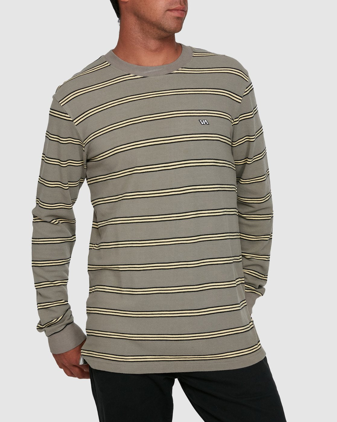 RVCA BLOOM PIQUE STRIPE LS TEE Aloe
