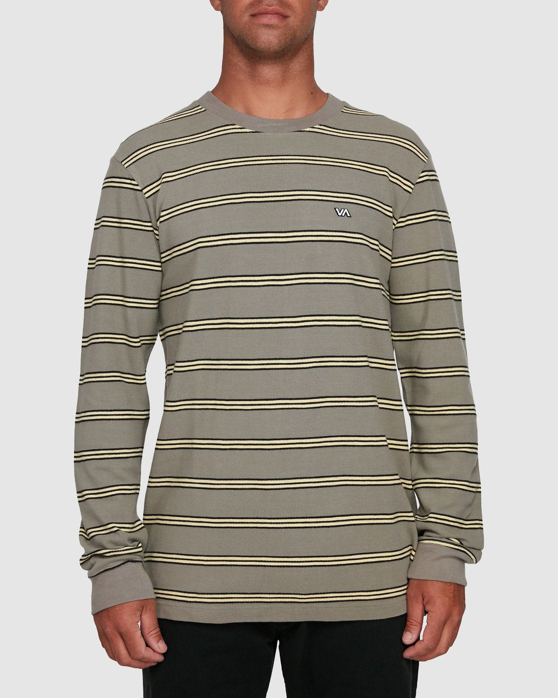 RVCA BLOOM PIQUE STRIPE LS TEE Aloe