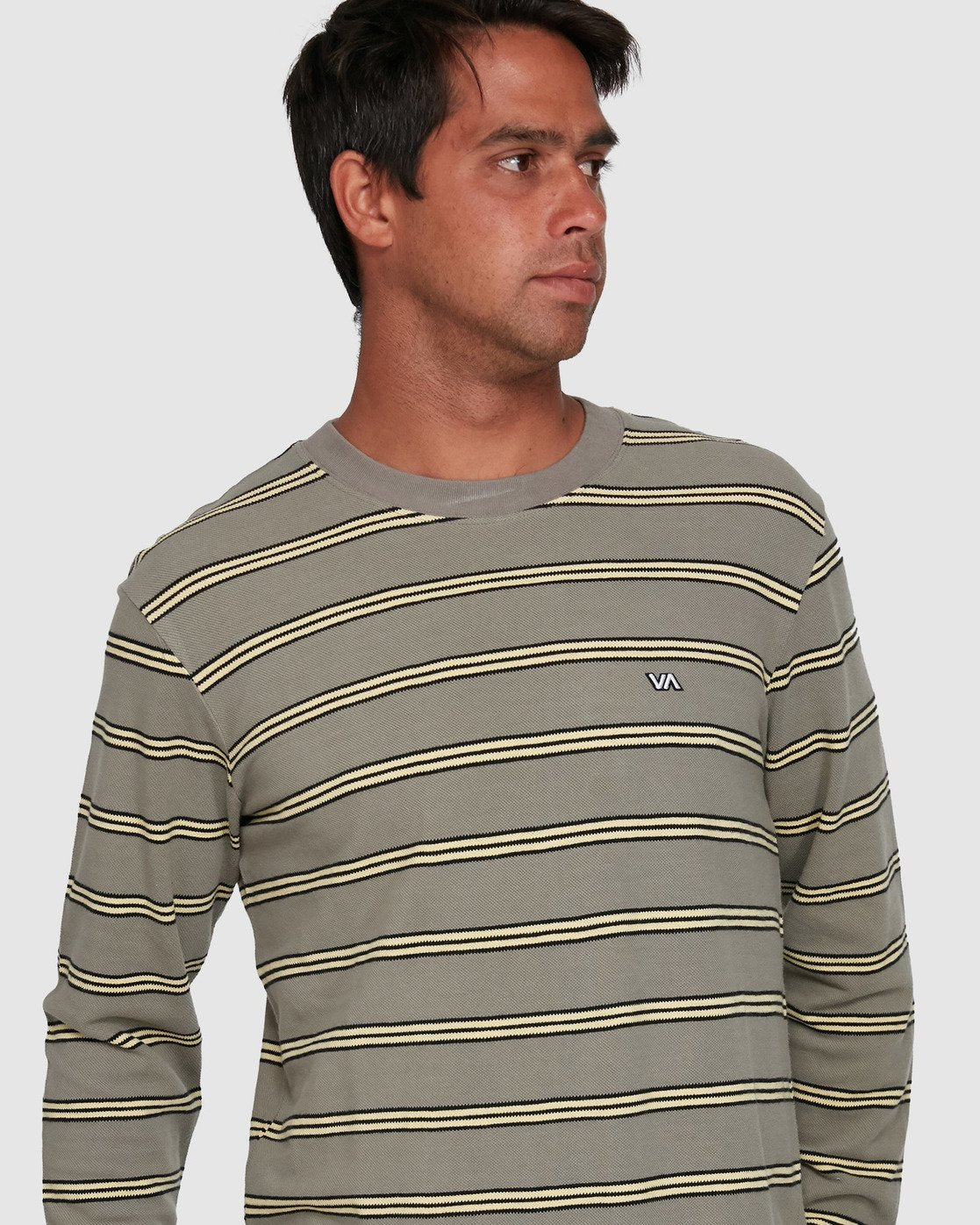 RVCA BLOOM PIQUE STRIPE LS TEE Aloe