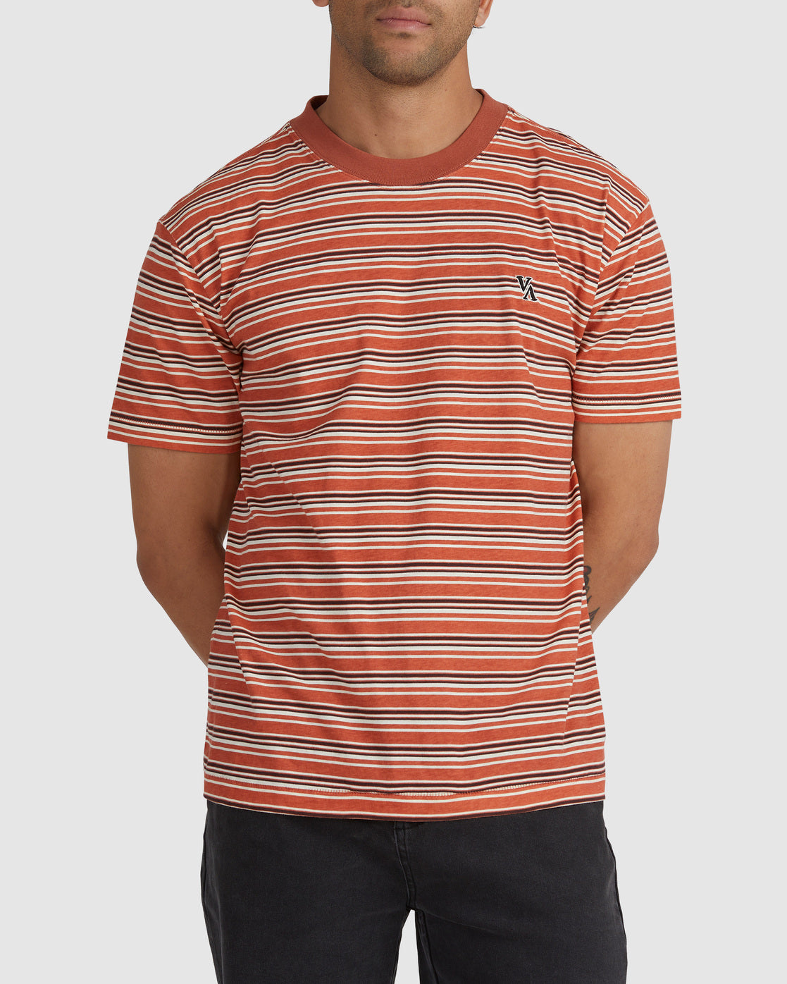 RVCA CHILLI STRIPE SS TEE AFTERGLOW