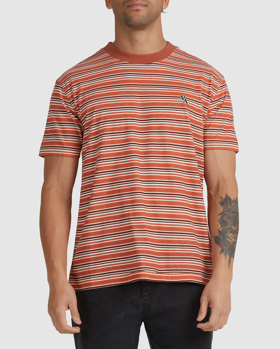 RVCA CHILLI STRIPE SS TEE AFTERGLOW