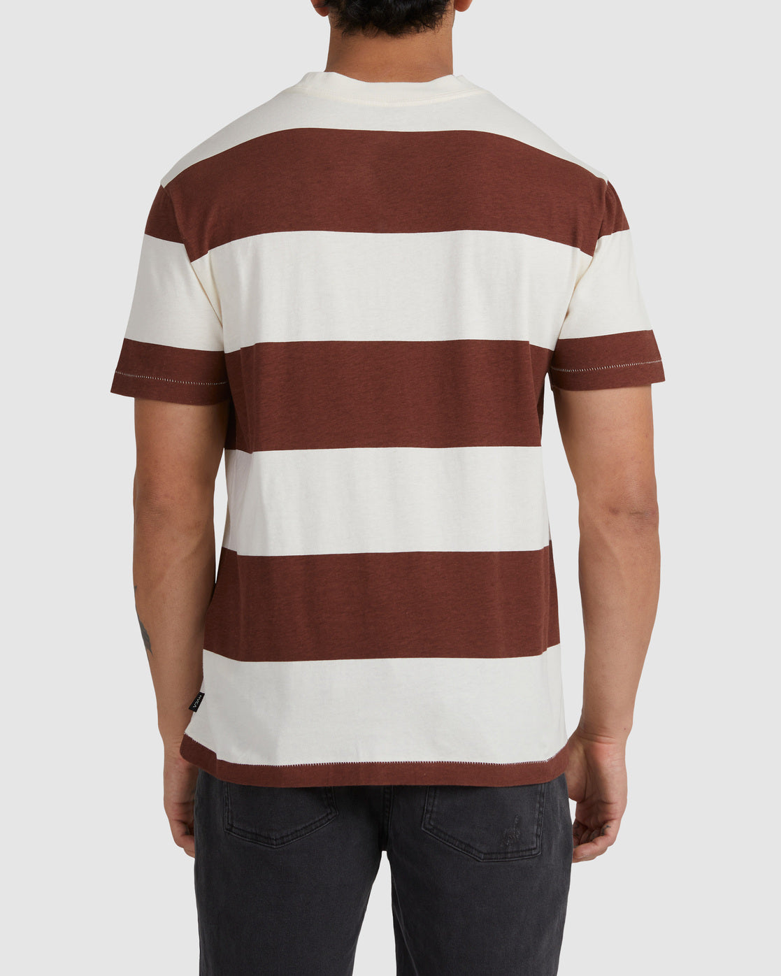 RVCA CITY LIGHTS STRIPE SS TEE CAPPUCCINO