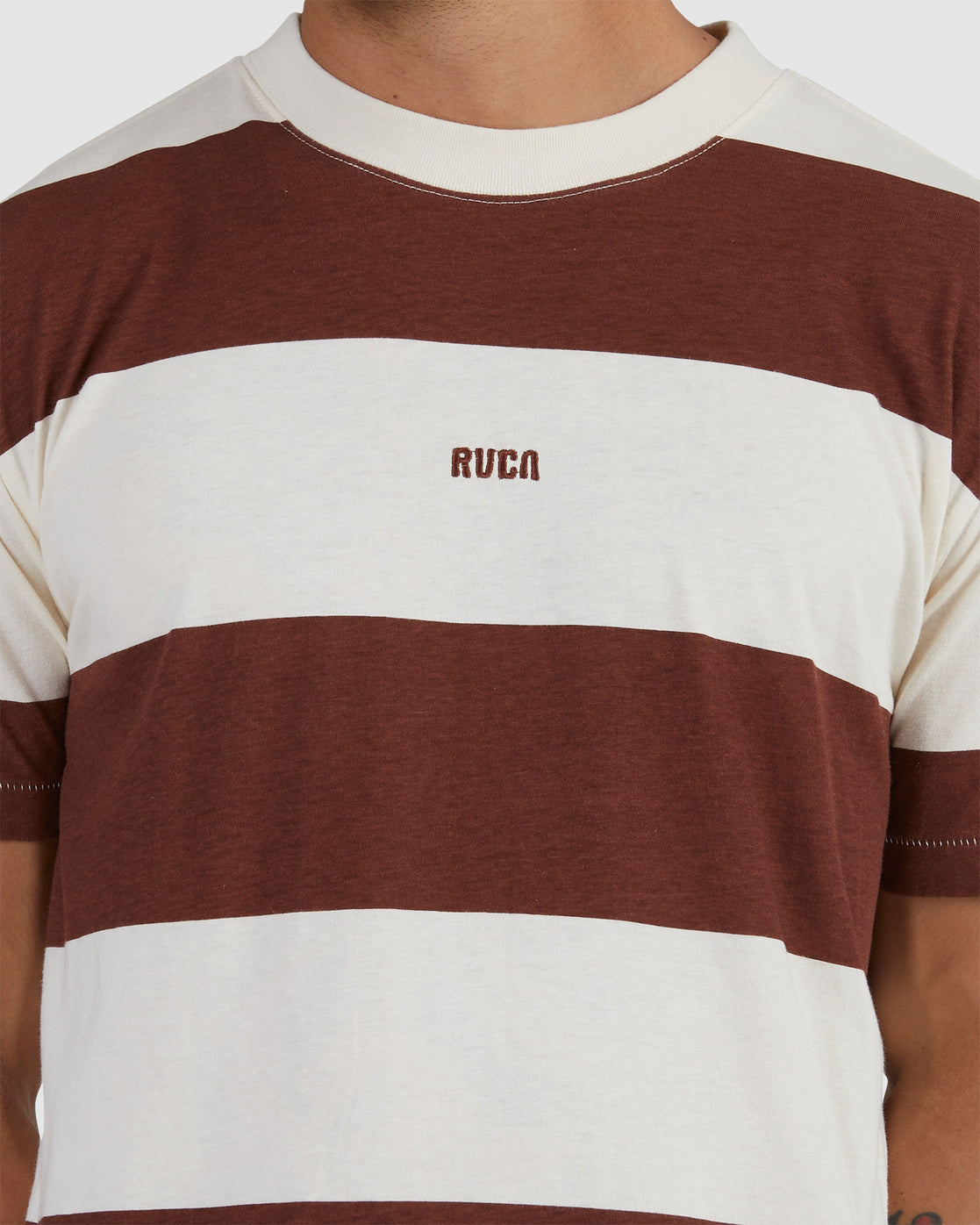 RVCA CITY LIGHTS STRIPE SS TEE CAPPUCCINO