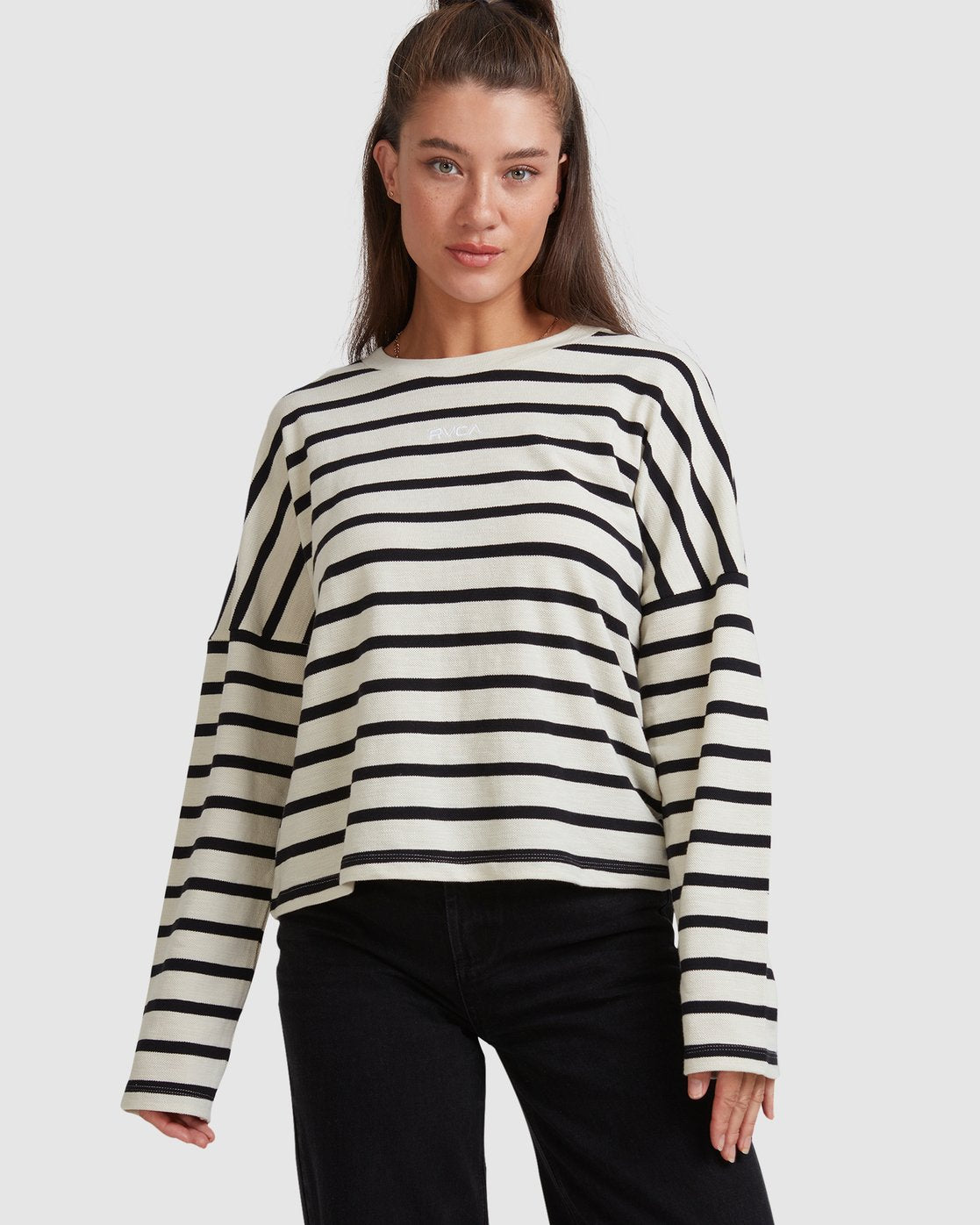 RVCA CRIM STRIPE LONG SLEEVE TEE Silver bleach