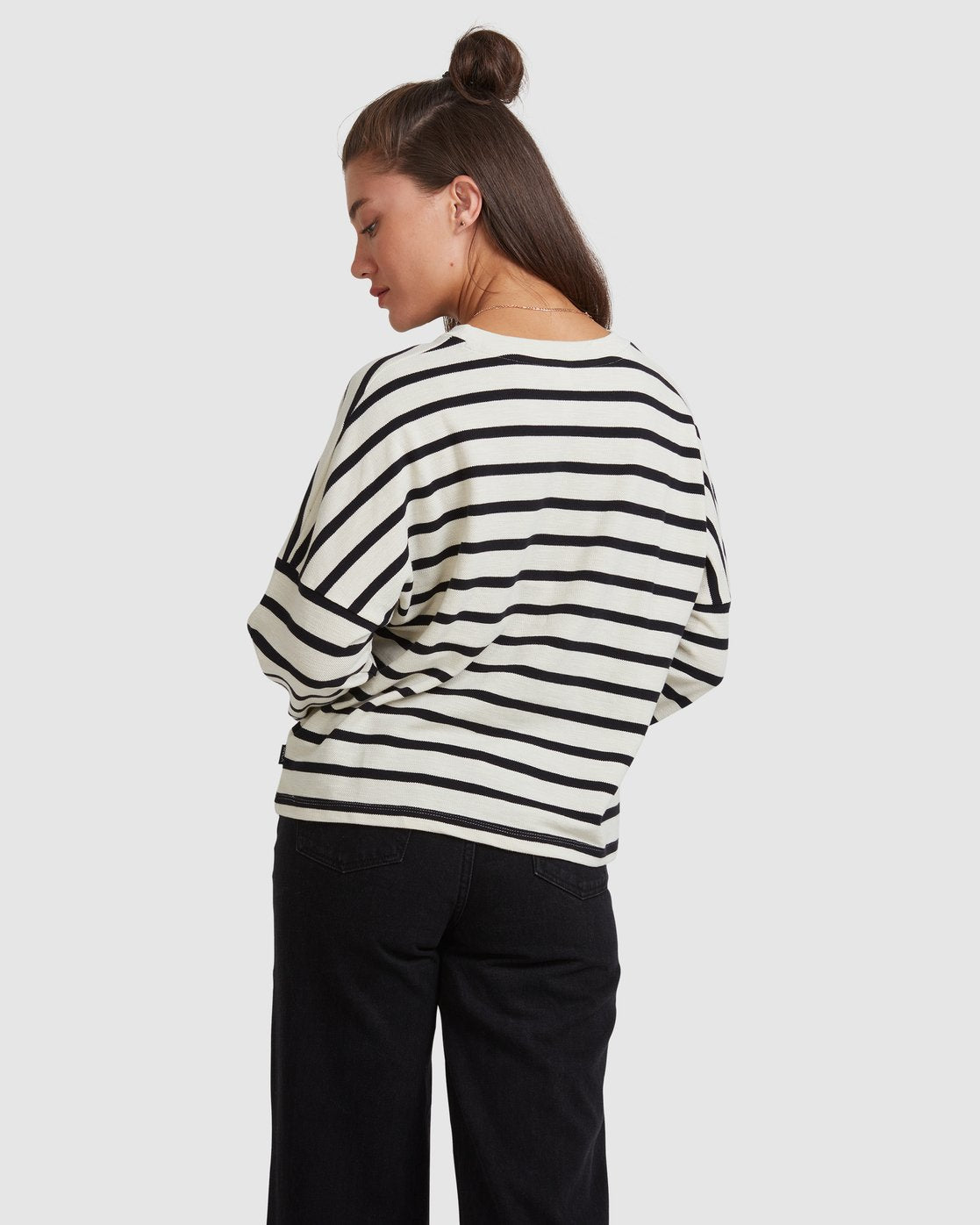 RVCA CRIM STRIPE LONG SLEEVE TEE Silver bleach