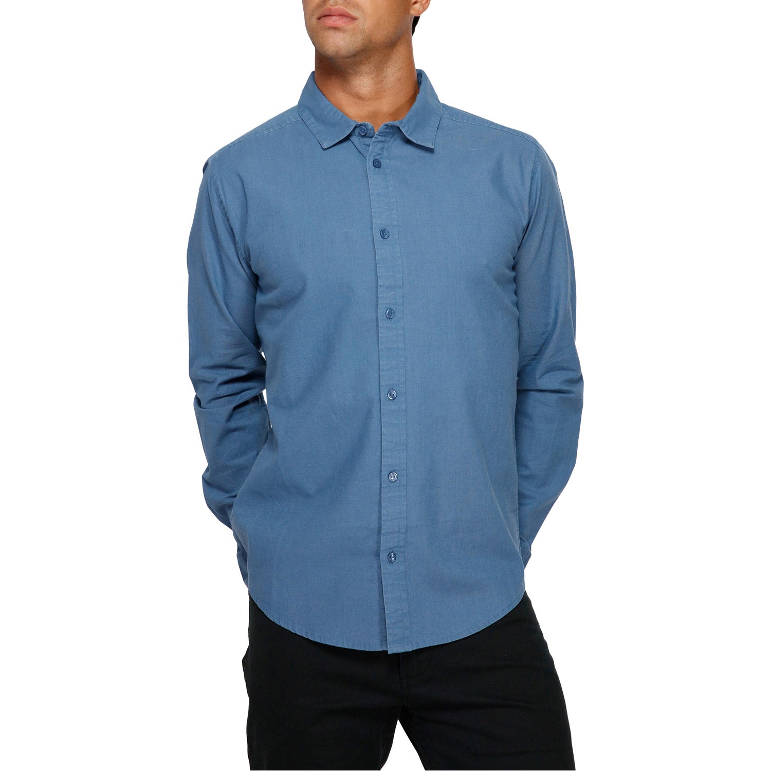 RVCA Crushed Long Sleeve Shirt China Blue