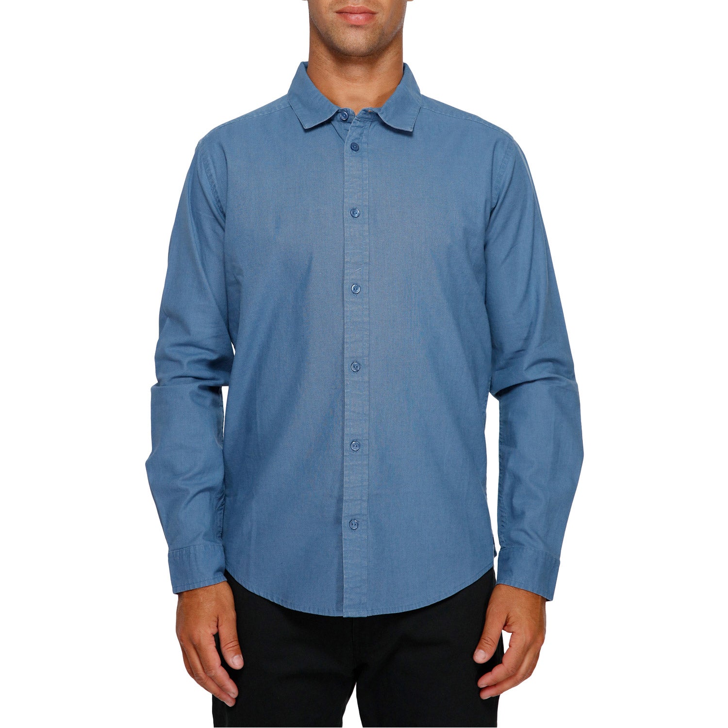 RVCA Crushed Long Sleeve Shirt China Blue