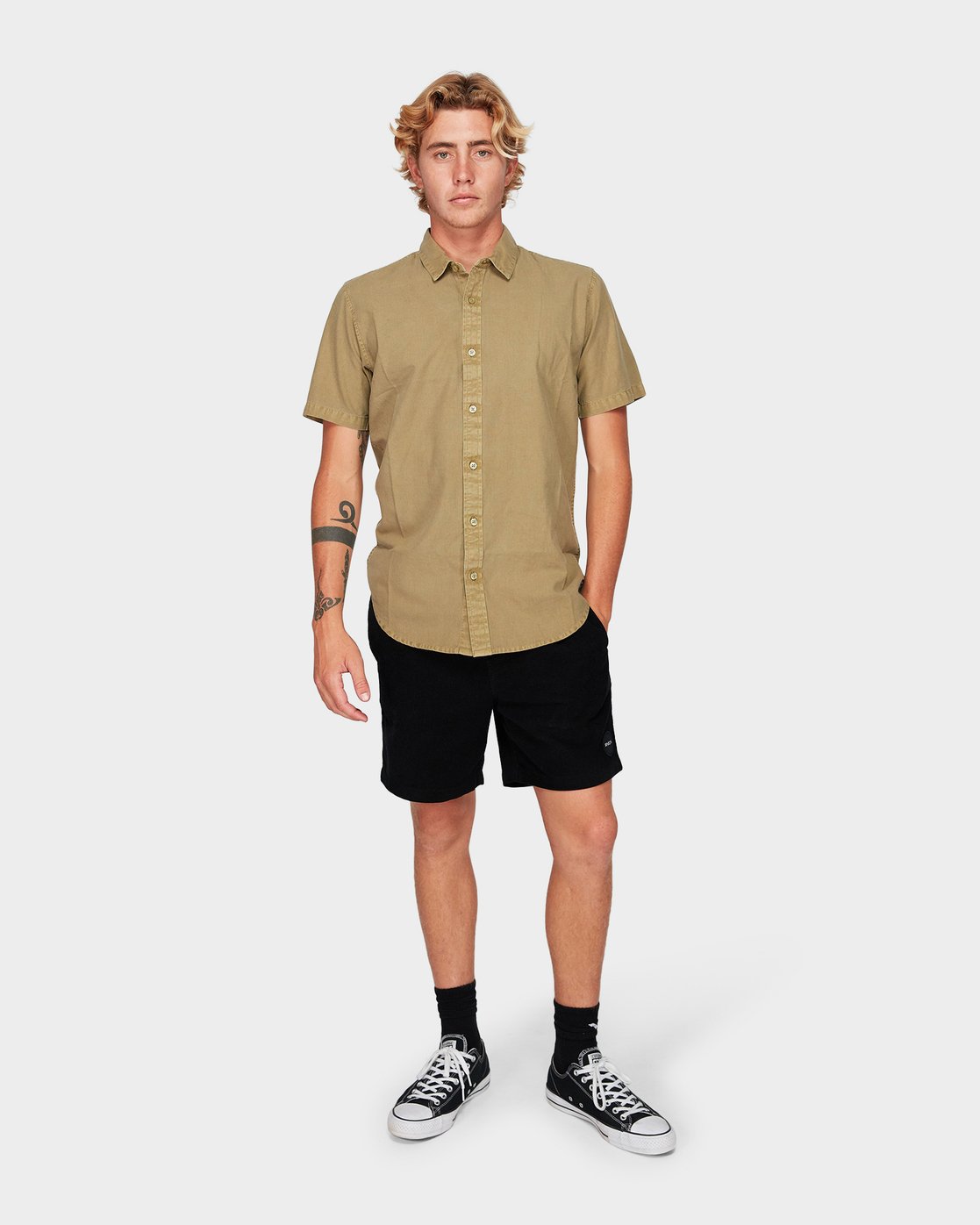RVCA Crushed Short Sleeve Shirt Dusty yellow